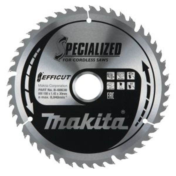 MAKITA B-68638 - KOTOUČ PILOVÝ DŘEVO EFFICUT 190X1.45X30MM 45Z = OLD B-68622 - PILOVÉ KOTOUČE EFFICUT{% if zbozi.kategorie.adresa_nazvy[0] != zbozi.kategorie.nazev %} - PŘÍSLUŠENSTVÍ MAKITA{% endif %}