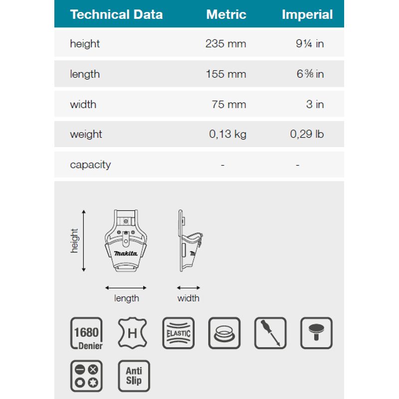 MAKITA E-15176 - BRAŠNA NA AKU VRTAČKU MALÁ 155X75X235MM=OLDE-05119 - MAKITA NÁHRADNÍ DÍLY