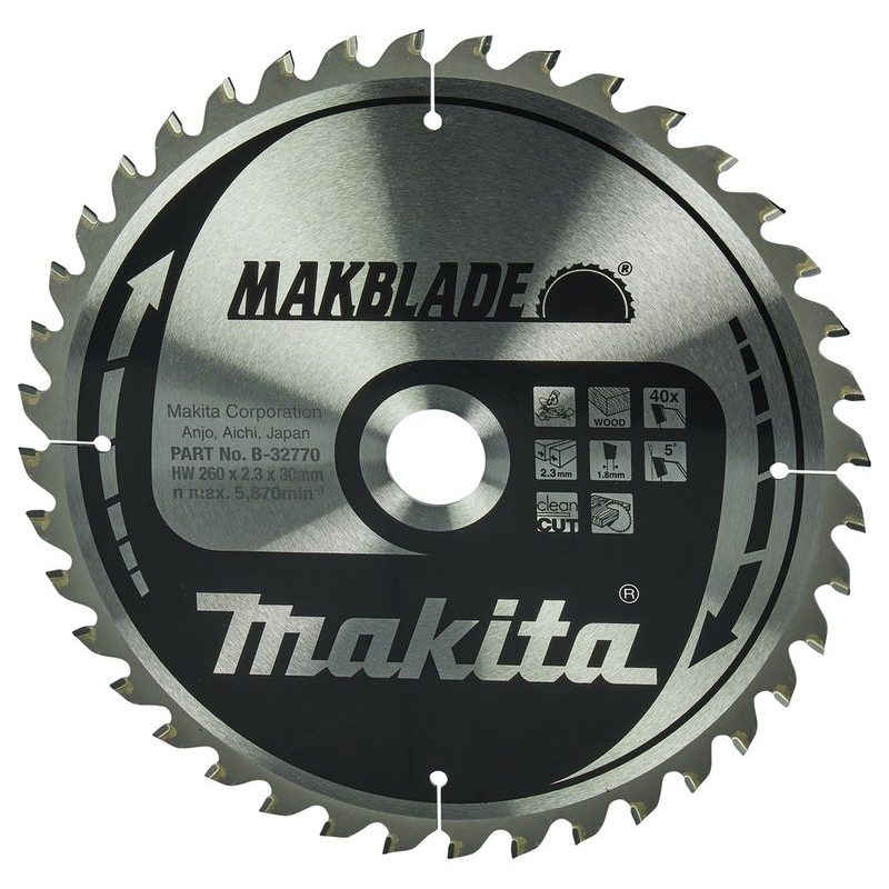MAKITA B-32770 - KOTOUČ PILOVÝ DŘEVO MAKBLADE 260X2.3X30MM 40Z = OLD B-08981 - MAKITA NÁHRADNÍ DÍLY