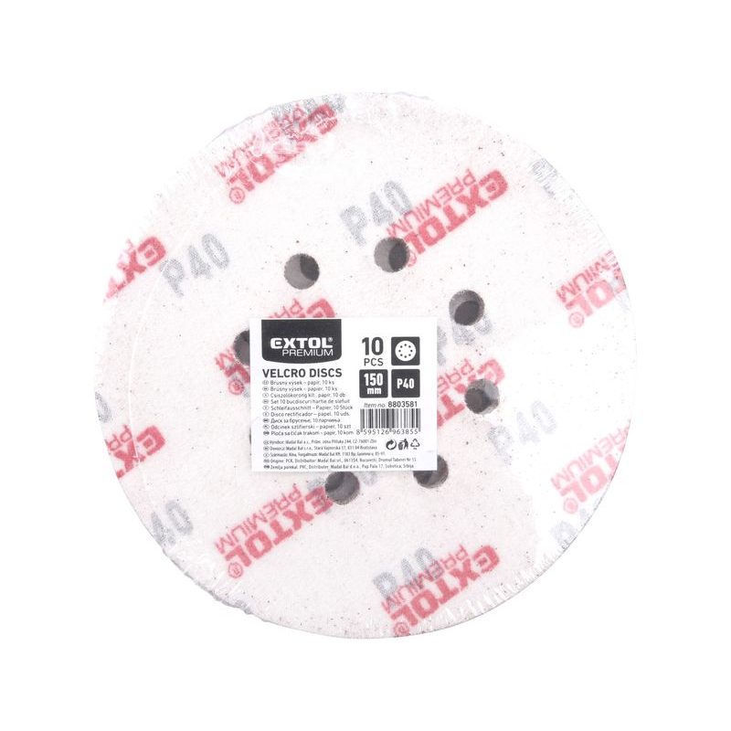 EXTOL PREMIUM PAPÍRY BRUSNÉ VÝSEK, SUCHÝ ZIP, BAL. 10KS, 150MM, P40, 8803581 - BRUSNÝ PAPÍR 150 MM - PŘÍSLUŠENSTVÍ MAKITA