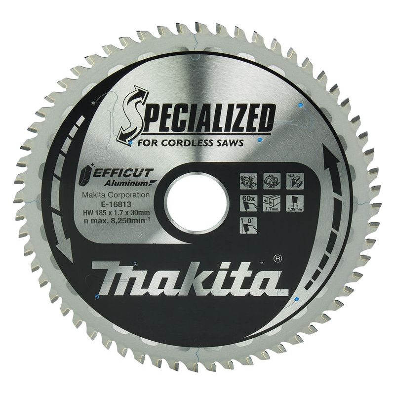 MAKITA E-16813 - KOTOUČ PILOVÝ HLINÍK EFFICUT 185X1.7X30MM 60Z - PILOVÉ KOTOUČE - PŘÍSLUŠENSTVÍ MAKITA