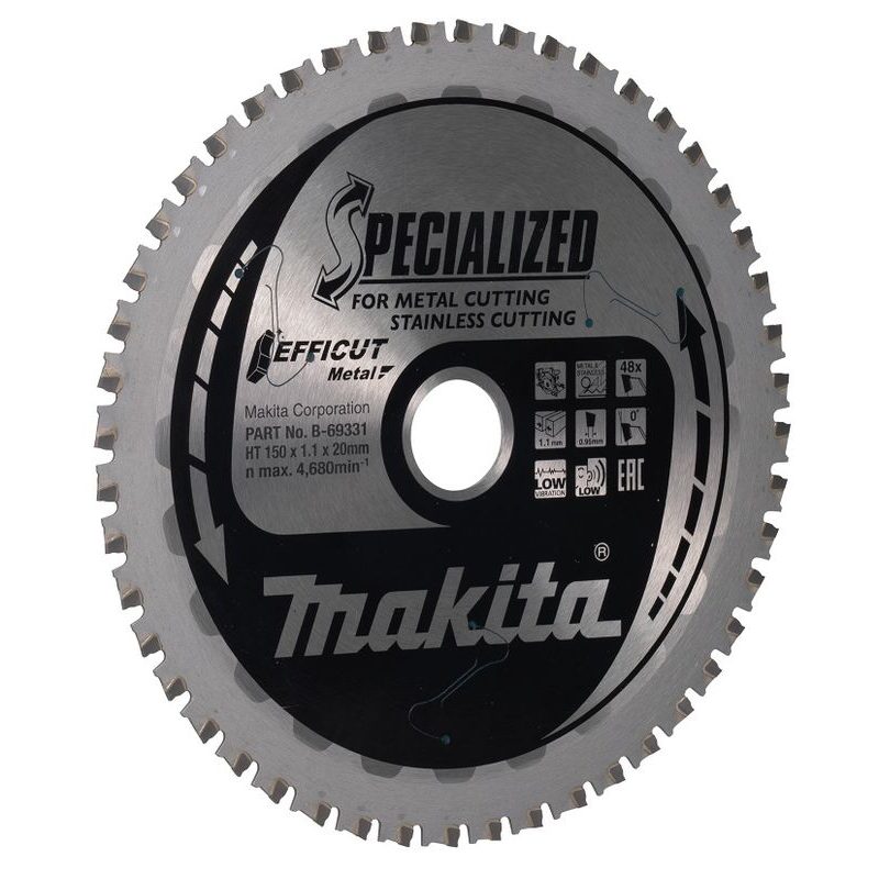 MAKITA B-69331 - KOTOUČ PILOVÝ OCEL EFFICUT 150X1.1X20MM 48Z = OLD B-69294 - PILOVÉ KOTOUČE EFFICUT - PŘÍSLUŠENSTVÍ MAKITA