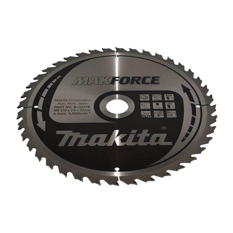 MAKITA B-32378 - KOTOUČ PILOVÝ DŘEVO MAKFORCE 270X2.6X30MM 40Z = OLD B-08539 - MAKITA NÁHRADNÍ DÍLY
