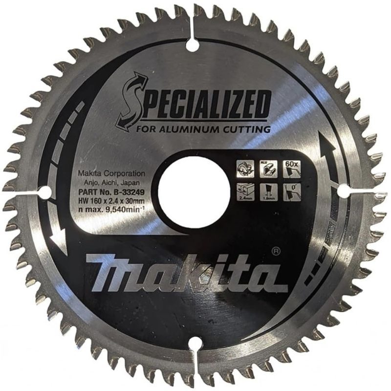 MAKITA B-33249 - KOTOUČ PILOVÝ HLINÍK SPECIALIZED 160X2.4X30MM 60Z = OLD B-09569 - PILOVÉ KOTOUČE - PŘÍSLUŠENSTVÍ MAKITA