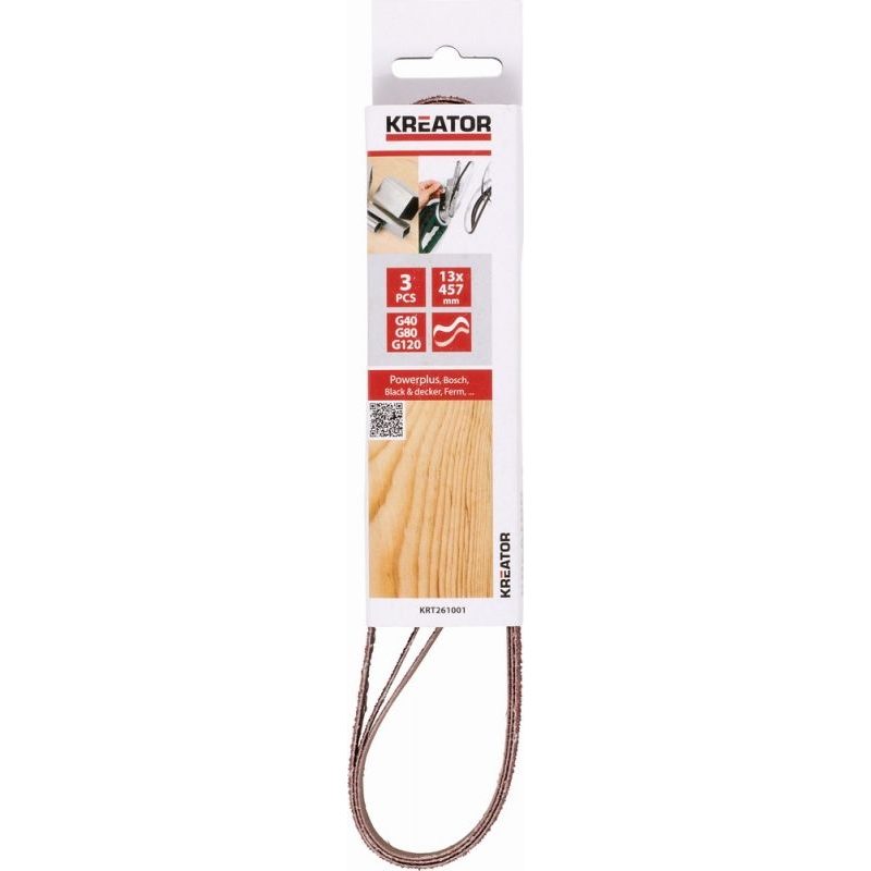 KREATOR KRT261001 3X BRUSNÝ PÁS SADA 13 X 457MM G40-80-120 - BRUSNÝ PÁS 13 X 457 - PŘÍSLUŠENSTVÍ MAKITA