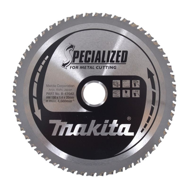 MAKITA B-47042 - KOTOUČ PILOVÝ OCEL SPECIALIZED 150X1.4X20MM 52Z (TENKÁ OCEL SPECIALIZED) = OLD B-47167 - PILOVÉ KOTOUČE - PŘÍSLUŠENSTVÍ MAKITA