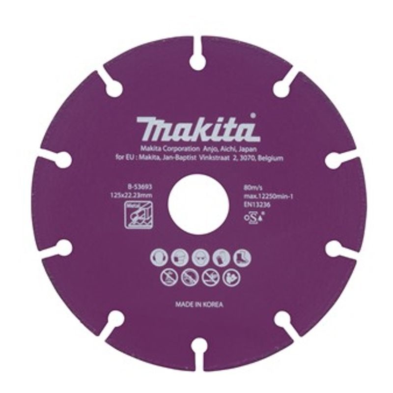MAKITA B-53693 - KOTOUČ ŘEZNÝ DIAMANTOVÝ OCEL 125X1.3X22.23MM - KOTOUČE NA BETON - PŘÍSLUŠENSTVÍ MAKITA
