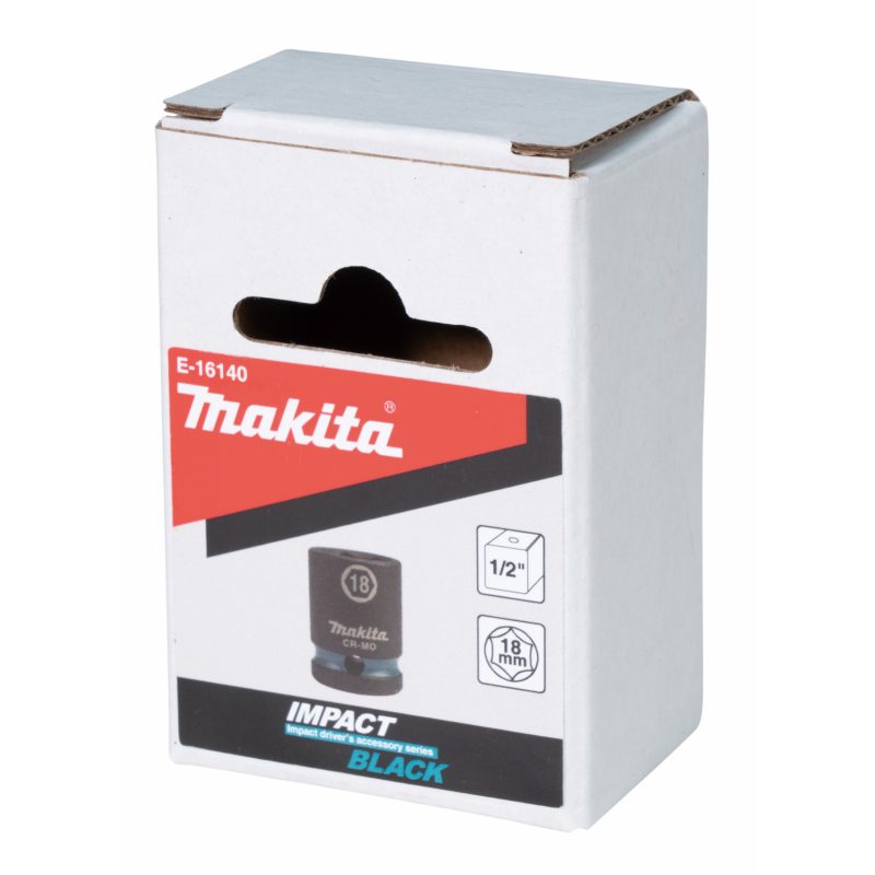 MAKITA E-16140 - KLÍČ NÁSTRČNÝ 1/2", ČTYŘHRAN, IMPACT BLACK, 18MM - NÁSTROJE ČTYŘHRAN 1/2" - PŘÍSLUŠENSTVÍ MAKITA