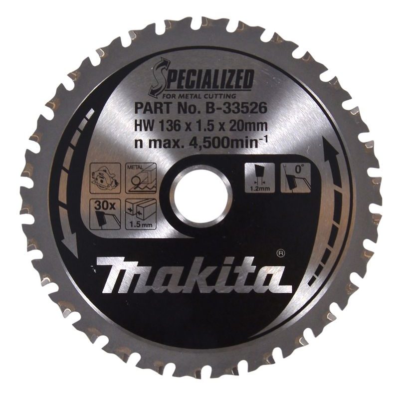 MAKITA B-33526 - KOTOUČ PILOVÝ OCEL SPECIALIZED 136X1.5X20MM 30Z = OLD B-10615 - MAKITA NÁHRADNÍ DÍLY