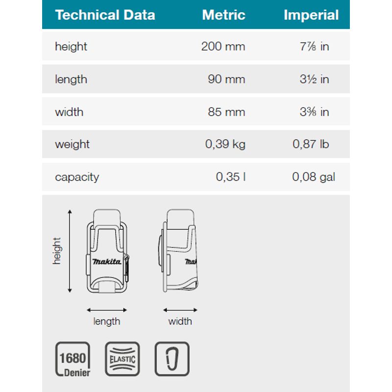 MAKITA E-15562 - BRAŠNA S TERMOSKOU 90X85X200MM=OLDE-05599 - MAKITA NÁHRADNÍ DÍLY