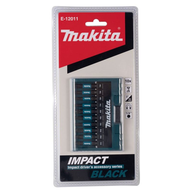 MAKITA E-12011 - SADA TORZNÍCH BITŮ 1/4" IMPACT BLACK 10 KS V PLASTOVÉM DRŽÁKU - MAKITA NÁHRADNÍ DÍLY