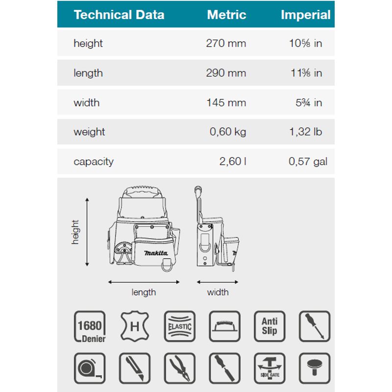 MAKITA E-15213 - BRAŠNA PRO POKRÝVAČE 290X145X270MM=OLDE-05153 - MAKITA NÁHRADNÍ DÍLY