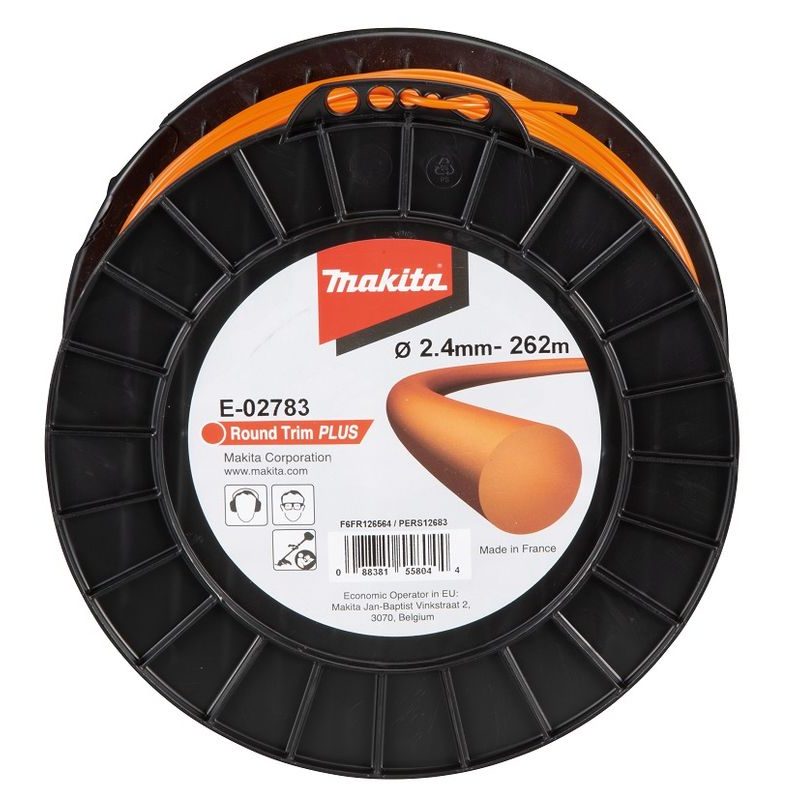 MAKITA E-02783 - STRUNA NYLONOVÁ PLUS 2,4MM, 262M, ORANŽOVÁ, KULATÁ = OLD 369224794 - MAKITA NÁHRADNÍ DÍLY