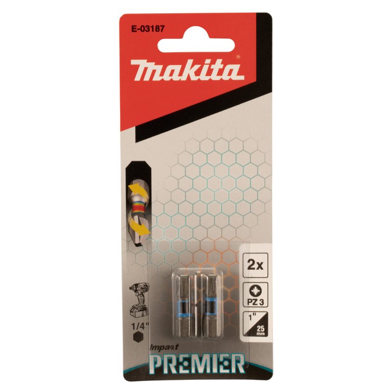MAKITA E-03187 - TORZNÍ BIT ŘADY IMPACT PREMIER (C-FORM),PZ3-25MM,2KS - MAKITA NÁHRADNÍ DÍLY