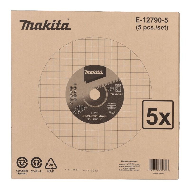 MAKITA E-12790-5 - KOTOUČ ŘEZNÝ OCEL 355X4.3X25.4, 5KS STOP - MAKITA NÁHRADNÍ DÍLY