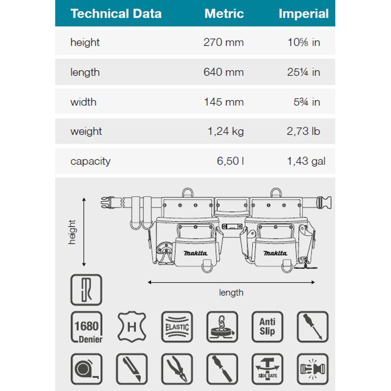 MAKITA E-15229 - BRAŠNA SE 3 KAPSAMI A OPASKEM 640X145X270MM=OLDE-05169 - MAKITA NÁHRADNÍ DÍLY