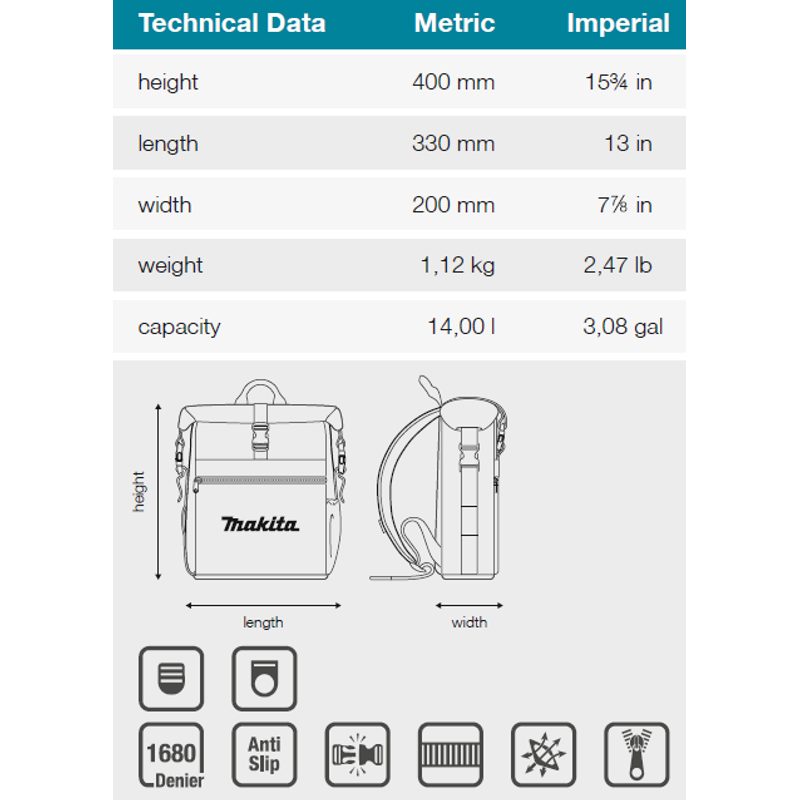 MAKITA E-15528 - TAŠKA DO KAŽDÉHO POČASÍ 330X200X400MM=OLDE-05555 - MAKITA NÁHRADNÍ DÍLY