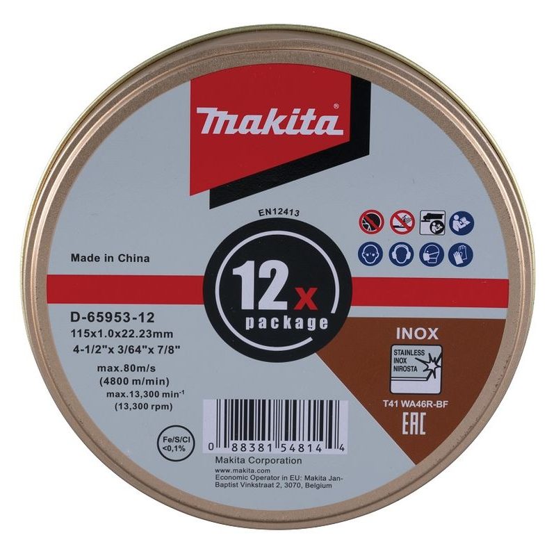 MAKITA D-65953-12 - KOTOUČ ŘEZNÝ NEREZ 115X1.0X22.23MM, 12KS - MAKITA NÁHRADNÍ DÍLY