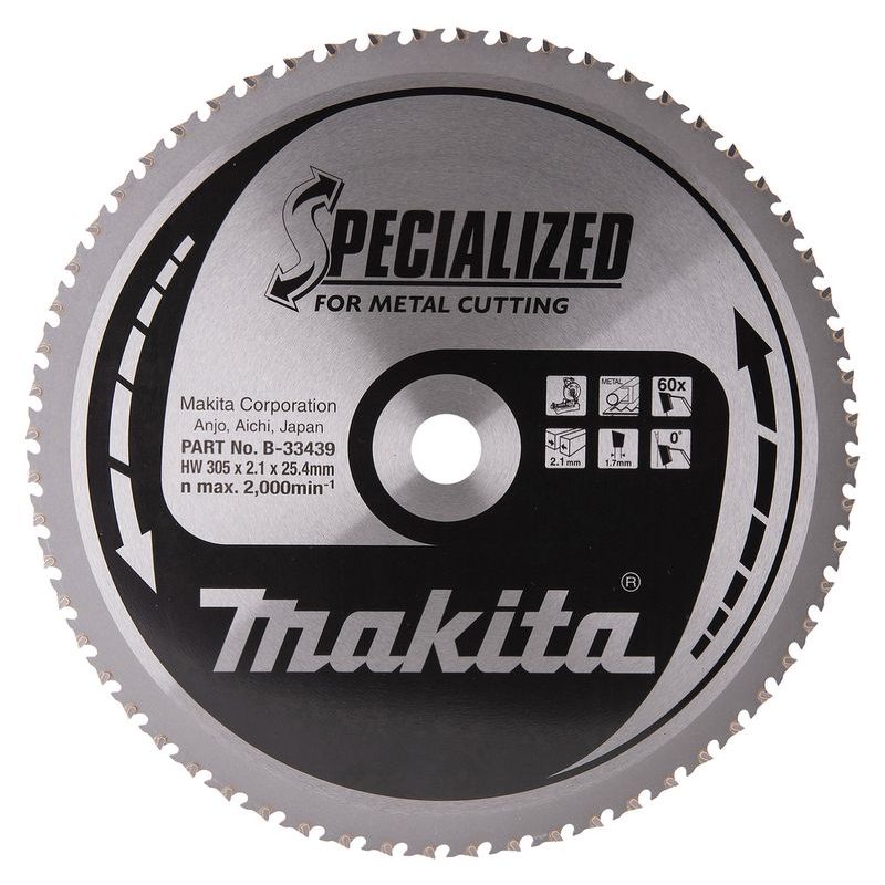 MAKITA B-33439 - KOTOUČ PILOVÝ OCEL SPECIALIZED 305MMX2.1X25.4MM 60Z = OLD B-09765 - PILOVÉ KOTOUČE - PŘÍSLUŠENSTVÍ MAKITA