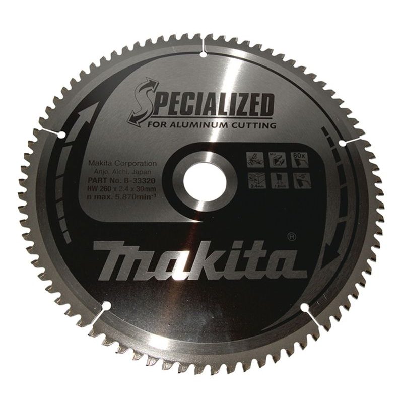 MAKITA B-33320 - KOTOUČ PILOVÝ HLINÍK SPECIALIZED 260X2.4X30MM 80Z = OLD B-09656 - MAKITA NÁHRADNÍ DÍLY