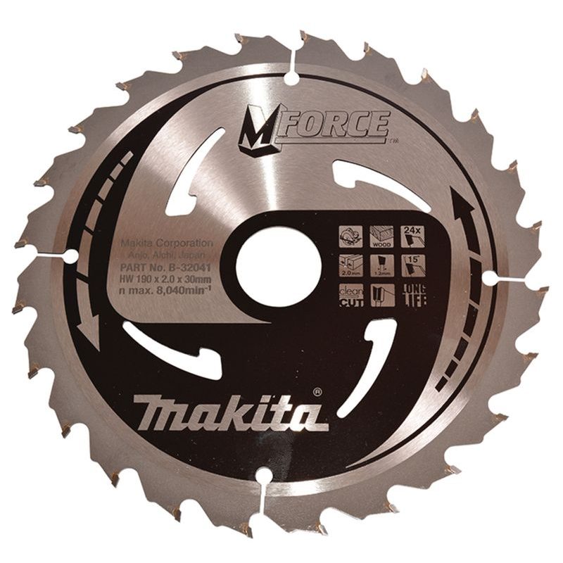 MAKITA B-32041 - KOTOUČ PILOVÝ DŘEVO MFORCE 190X2X30MM 24Z = OLD B-08056 - MAKITA NÁHRADNÍ DÍLY