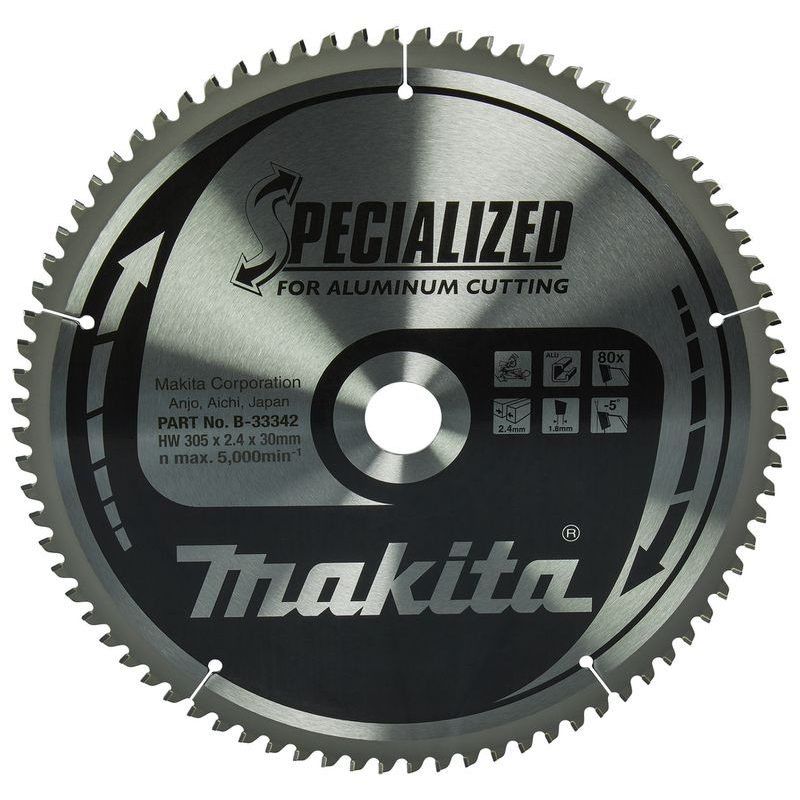 MAKITA B-33342 - KOTOUČ PILOVÝ HLINÍK SPECIALIZED 305X2.4X30MM 80Z = OLD B-09678 - MAKITA NÁHRADNÍ DÍLY