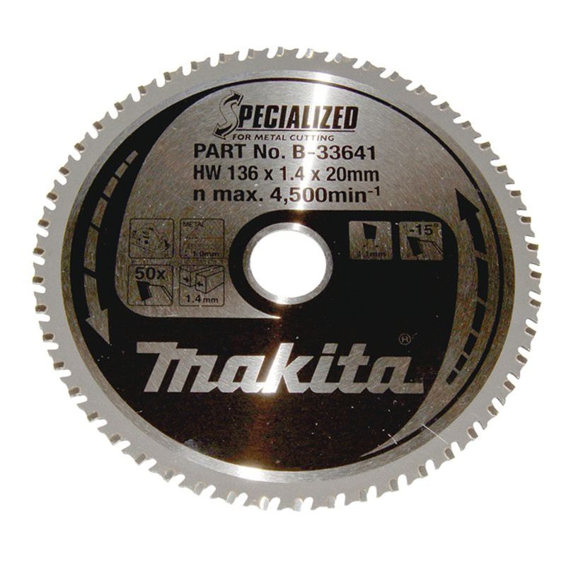 MAKITA B-33641 - KOTOUČ PILOVÝ OCEL SPECIALIZED 136X1.4X20MM 50Z = OLD B-21973 - MAKITA NÁHRADNÍ DÍLY