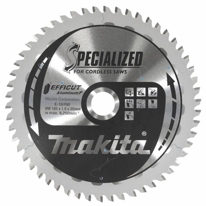 MAKITA E-16760 - KOTOUČ PILOVÝ HLINÍK EFFICUT 165X1.5X20MM 54Z - MAKITA NÁHRADNÍ DÍLY