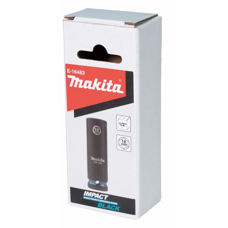 MAKITA E-16483 - KLÍČ NÁSTRČNÝ PRODLOUŽENÝ 1/2", ČTYŘHRAN, IMPACT BLACK, 18MM - NÁSTROJE ČTYŘHRAN 1/2" - PŘÍSLUŠENSTVÍ MAKITA