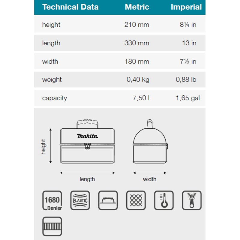 MAKITA E-15584 - TERMOBRAŠNA NA JÍDLO 330X180X210MM=OLDE-05614 - MAKITA NÁHRADNÍ DÍLY