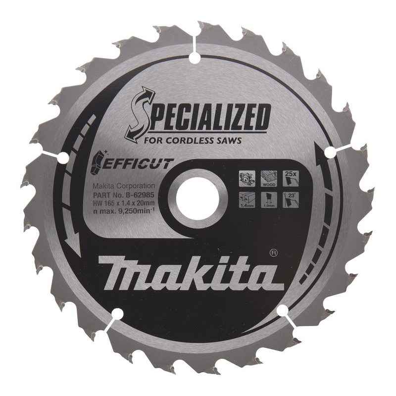 MAKITA B-62985 - KOTOUČ PILOVÝ DŘEVO EFFICUT 165×1.4X20MM 25Z = NEW B-62991 - MAKITA NÁHRADNÍ DÍLY
