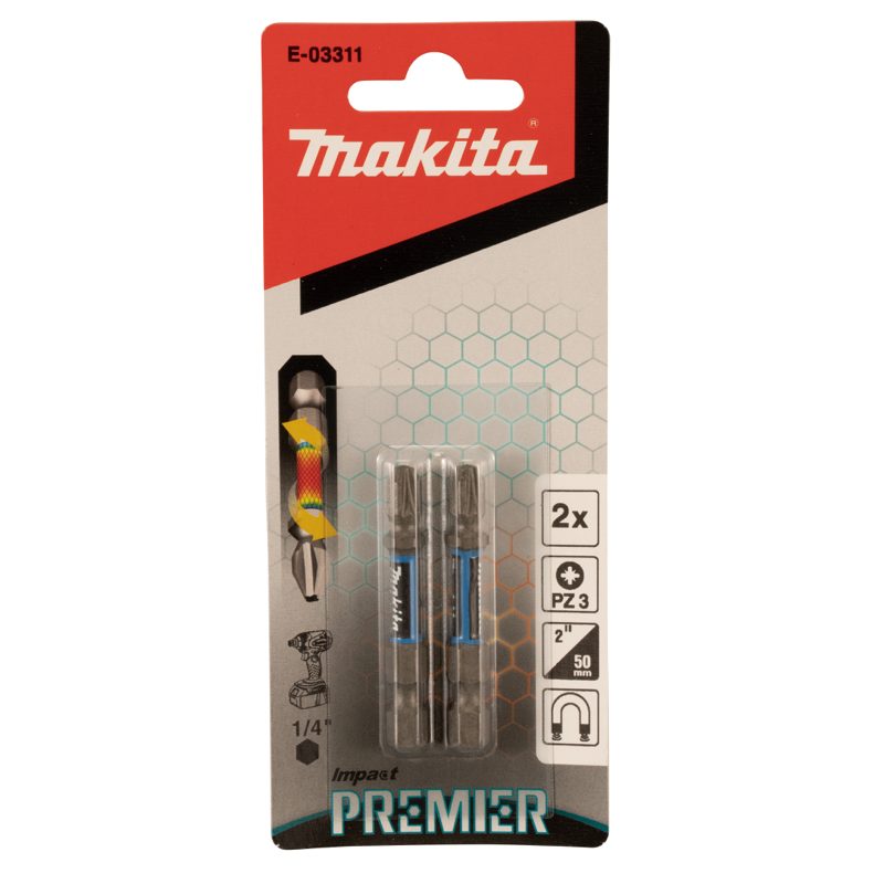 MAKITA E-03311 - TORZNÍ BIT ŘADY IMPACT PREMIER (E-FORM),PZ3-50MM,2KS - MAKITA NÁHRADNÍ DÍLY