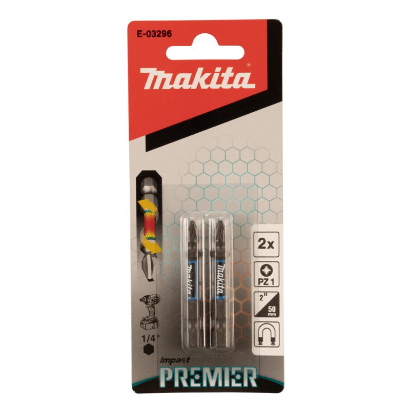 MAKITA E-03296 - TORZNÍ BIT ŘADY IMPACT PREMIER (E-FORM),PZ1-50MM,2KS - MAKITA NÁHRADNÍ DÍLY