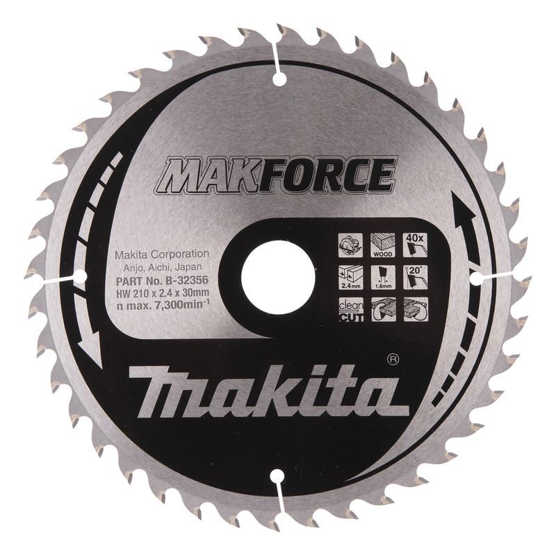 MAKITA B-32356 - KOTOUČ PILOVÝ DŘEVO MAKFORCE 210X2.4X30MM 40Z = OLD B-08501 - PILOVÉ KOTOUČE - PŘÍSLUŠENSTVÍ MAKITA