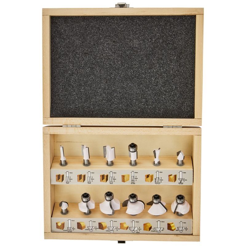 MAKITA D-53556 - SADA FRÉZ 8 MM 12 KS V DŘEVĚNÉ KRABIČCE - FRÉZY (NÁSTROJE) - PŘÍSLUŠENSTVÍ MAKITA