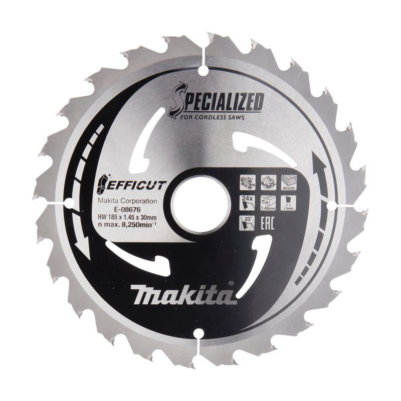MAKITA E-08676 - KOTOUČ PILOVÝ DŘEVO EFFICUT 185X1.45X30MM 24Z = NEW E-08682 - MAKITA NÁHRADNÍ DÍLY