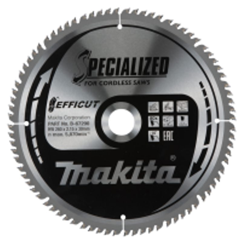 MAKITA B-67290 - KOTOUČ PILOVÝ DŘEVO EFFICUT 260X2.15X30MM 80Z = OLD B-67240=NEWE-29577 - MAKITA NÁHRADNÍ DÍLY