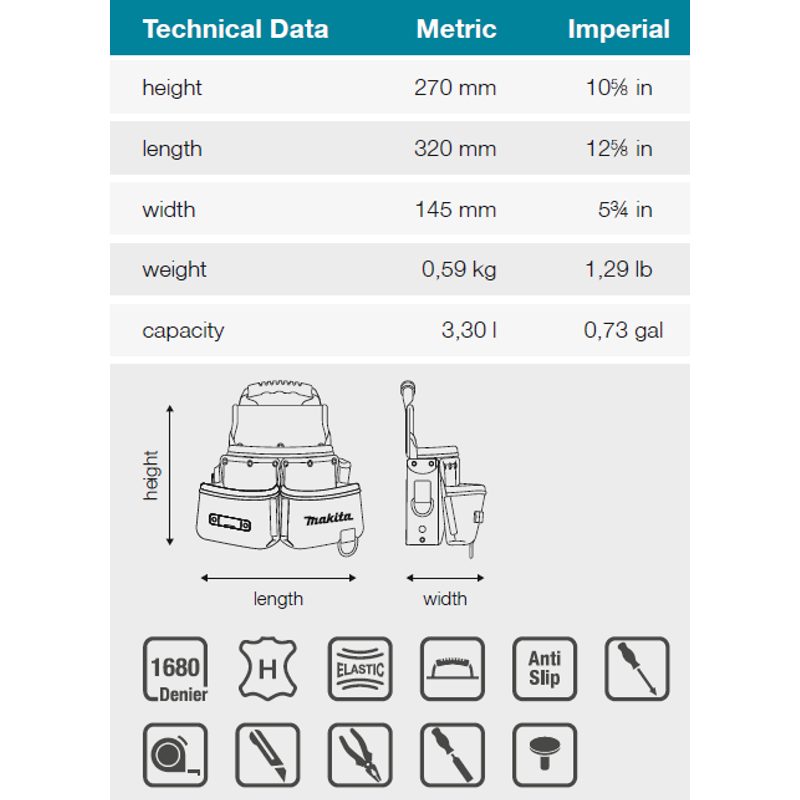 MAKITA E-15207 - TAŠKA SE TŘEMI KAPSAMI 320X145X270MM=OLDE-05147 - MAKITA NÁHRADNÍ DÍLY