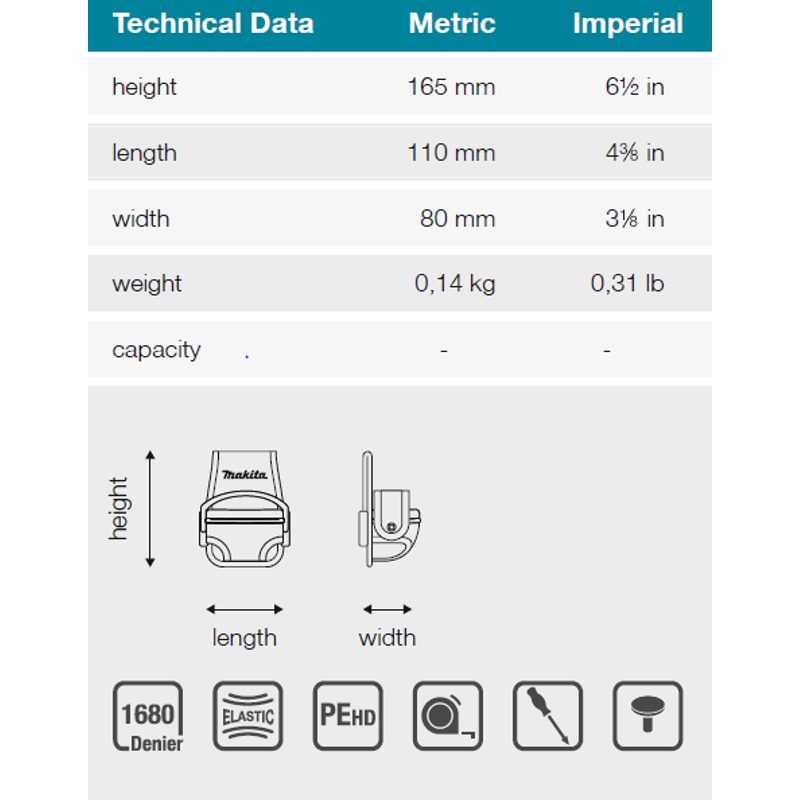 MAKITA E-15338 - POUZDRO NA SVINOVACÍ METR 110X80X165MM = OLD E-05278 - MAKITA NÁHRADNÍ DÍLY