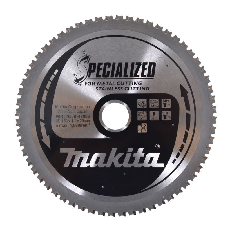 MAKITA B-47058 - KOTOUČ PILOVÝ NEREZ SPECIALIZED 150X1.1X20MM 60Z = OLD B-47173 - OKRUŽNÍ PILY - PŘÍSLUŠENSTVÍ MAKITA