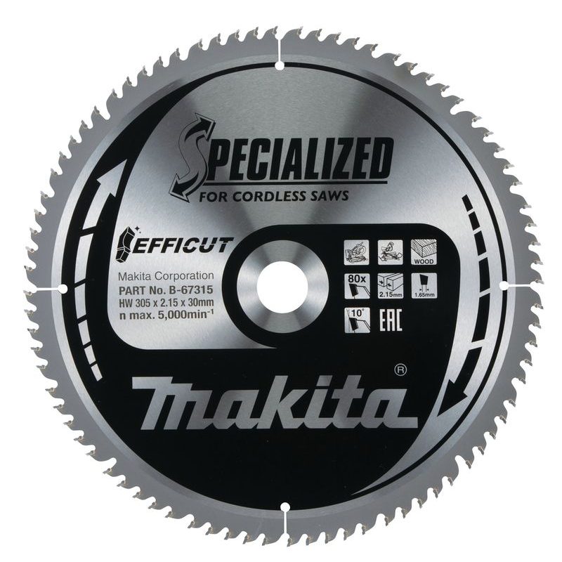 MAKITA B-67315 - KOTOUČ PILOVÝ DŘEVO EFFICUT 305X2.15X30MM 80Z = OLD B-67262 - MAKITA NÁHRADNÍ DÍLY