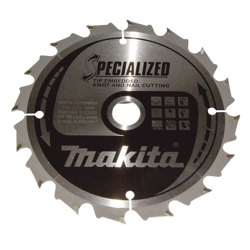 MAKITA B-33037 - KOTOUČ PILOVÝ DŘEVO SPECIALIZED SE ZAPUŠTĚNÝMI ZUBY 165X2X20MM 16Z = OLD B-09329 - MAKITA NÁHRADNÍ DÍLY