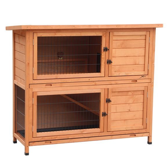 Two-level rabbit cage with paddock - HECHT SALLY