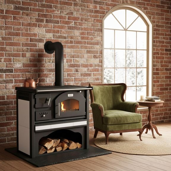 Wood stoves with oven - HECHT VULCANUS BEIGE