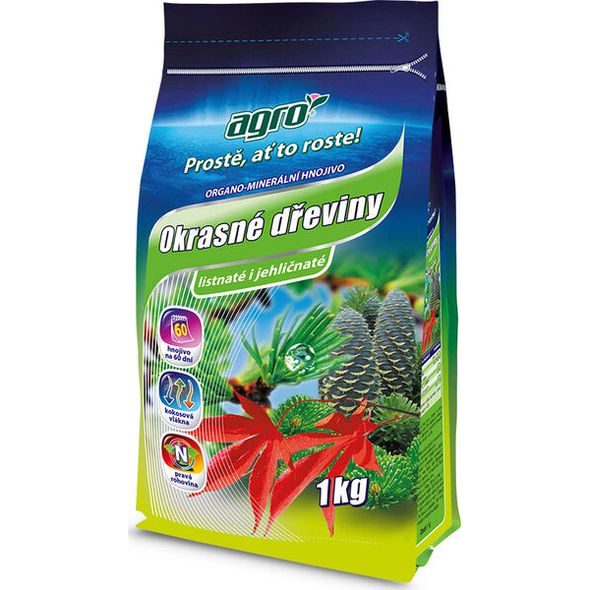 AGRO ORGANO-MINERÁLNÍ HNOJIVO OKRASNÉ DŘEVINY 1 KG