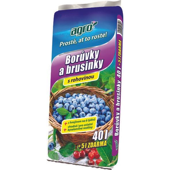 AGRO SUBSTRÁT PRO BORŮVKY A BRUSINKY 40 + 5 L ZDARMA