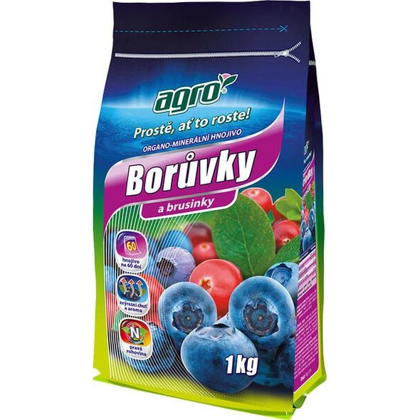 AGRO ORGANO-MINERÁLNÍ HNOJIVO BORŮVKY A BRUSINKY 1 KG