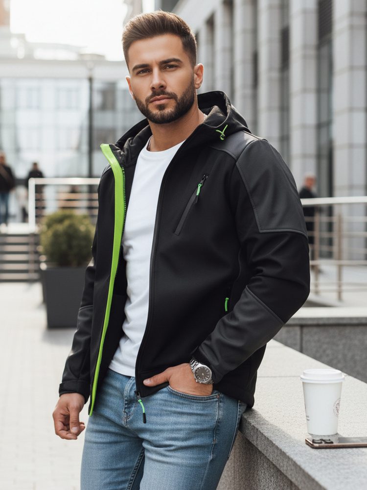 Edinstvena softshell jakna s kontrastnimi elementi v črni barvi