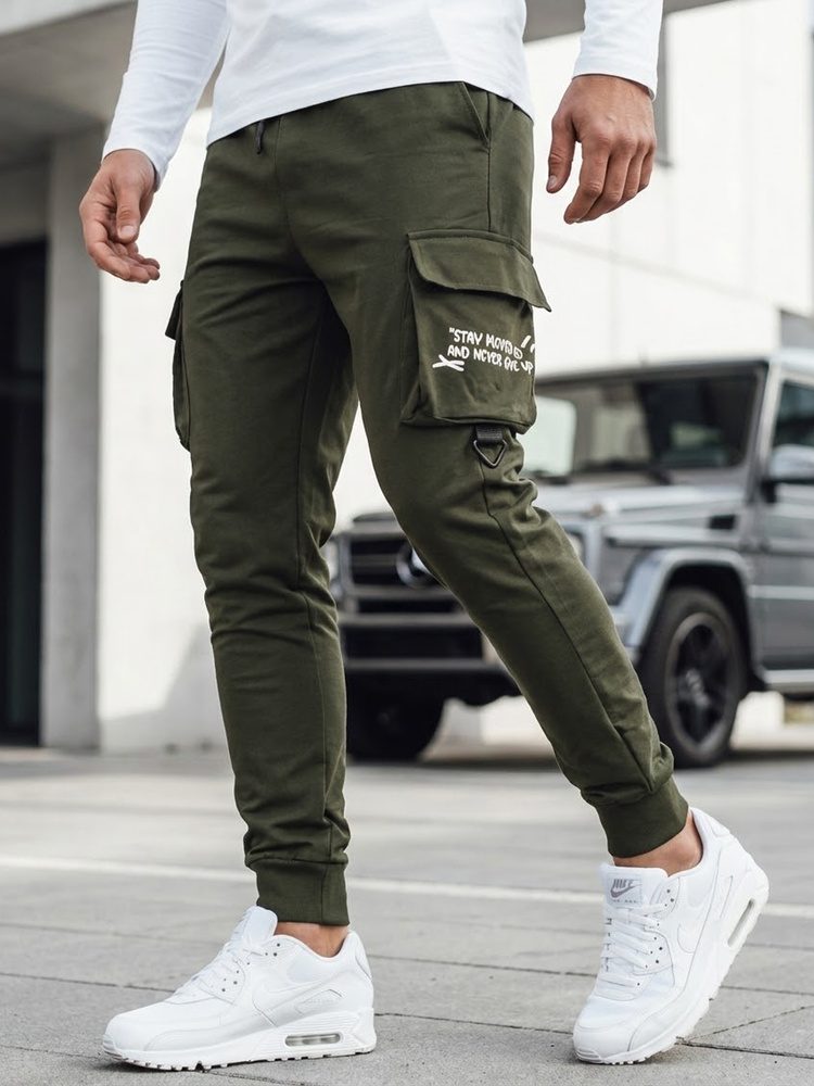 Originalne zelene moške cargo jogger hlače