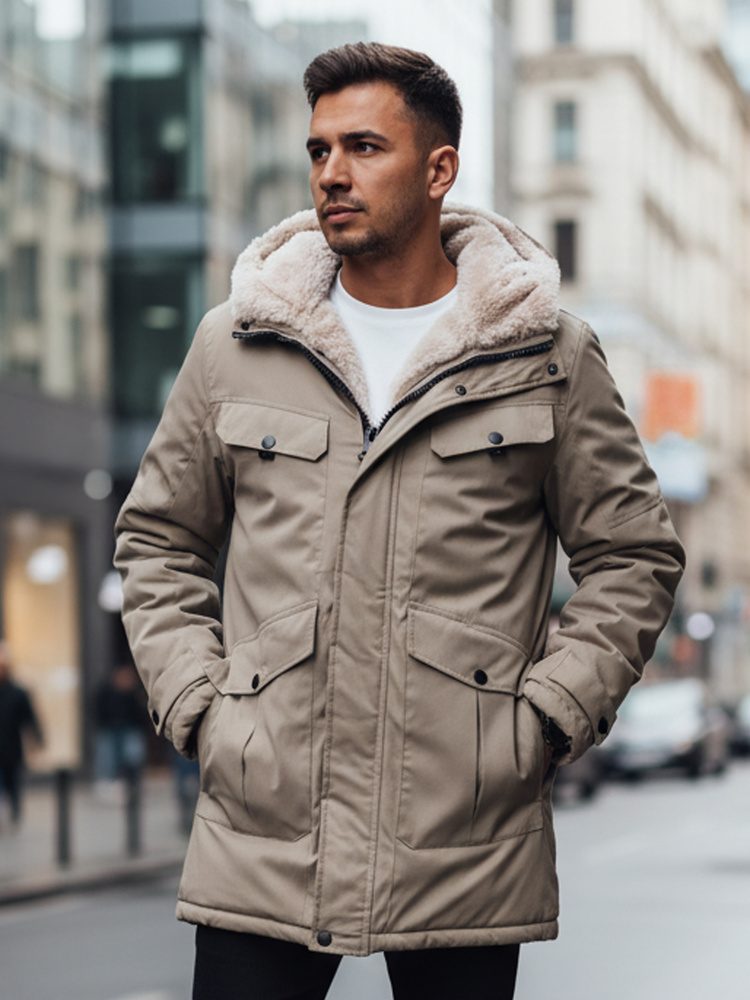 Meleg bézs férfi parka - L/50